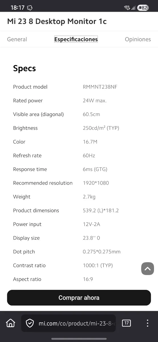 Monitor Xiaomi 23 Negro OFERTA CYBER MONDAY!