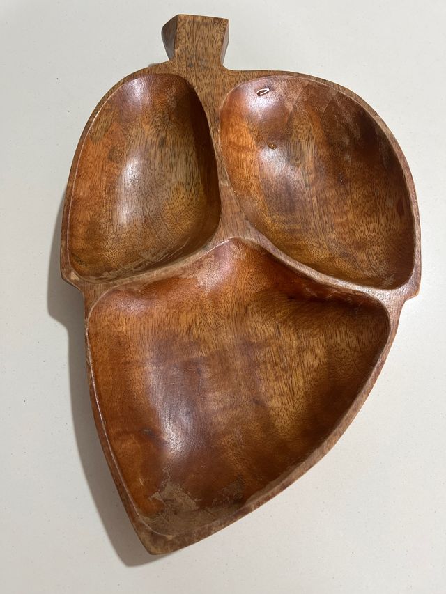 Vassoio in legno con 3 scomparti