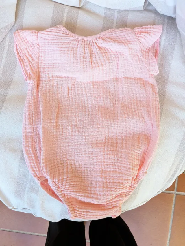 Pelele bebé bambula rosa