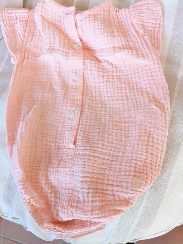 Pelele bebé bambula rosa