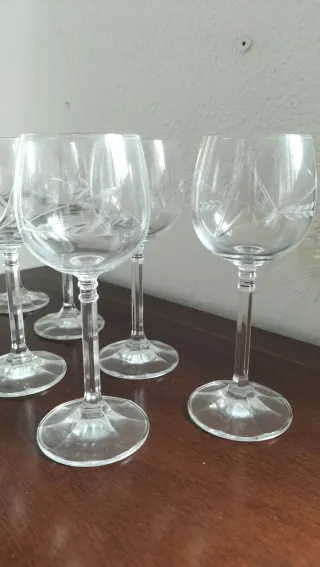 12 Copas Vino Vidrio Tallado