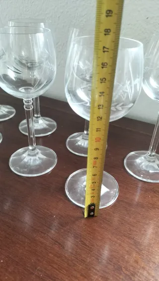 12 Copas Vino Vidrio Tallado