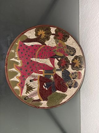 Vassoio vintage decorato metallo