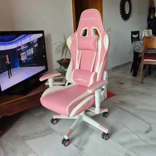 Silla Gamer GTPLAYER Rosa y Blanca Reclinable