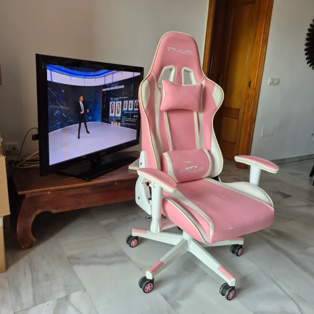 Silla Gamer GTPLAYER Rosa y Blanca Reclinable