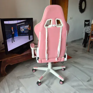 Silla Gamer GTPLAYER Rosa y Blanca Reclinable