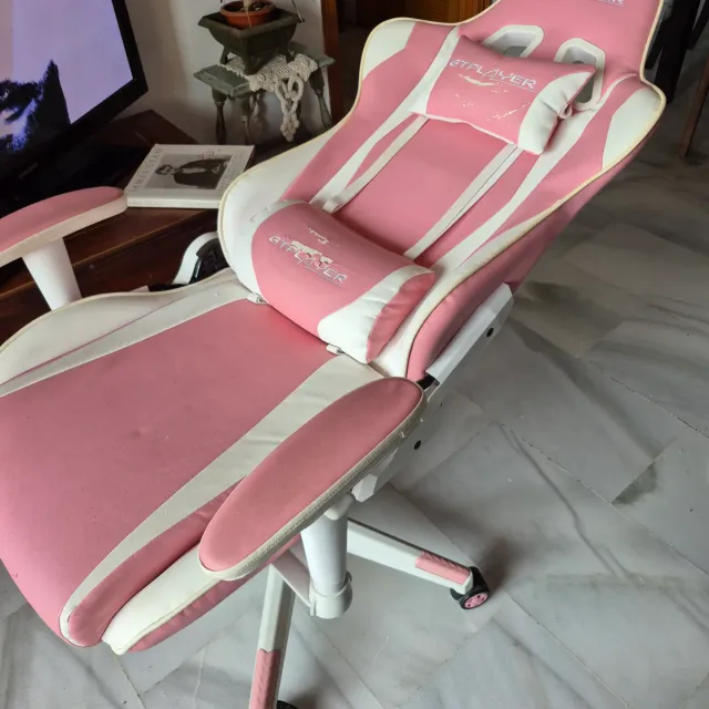 Silla Gamer GTPLAYER Rosa y Blanca Reclinable