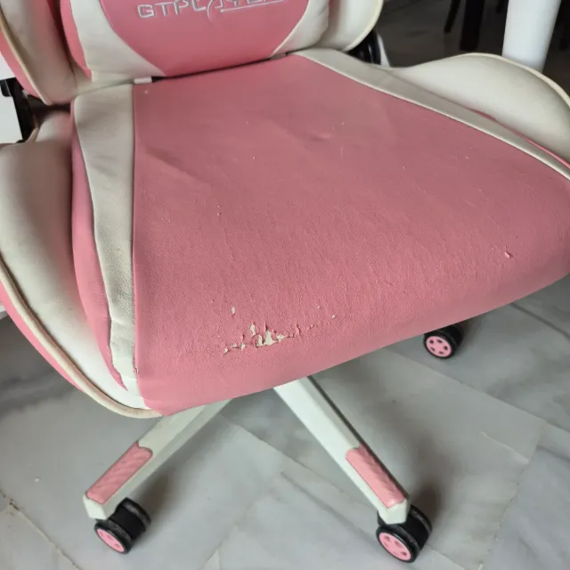 Silla Gamer GTPLAYER Rosa y Blanca Reclinable