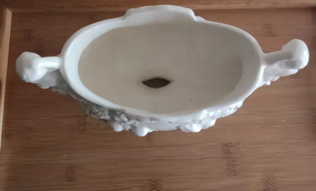 CENTRO TAVOLA VINTAGE CERAMICA BIANCA SMALTATA