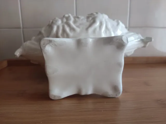 CENTRO TAVOLA VINTAGE CERAMICA BIANCA SMALTATA