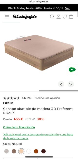 Canapé abatible madera Nerja 135x190