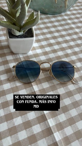 Gafas de Sol Ray-Ban Redondas Azules Doradas