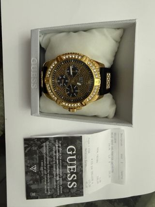 Reloj Guess Dorado y Negro con Cristales
