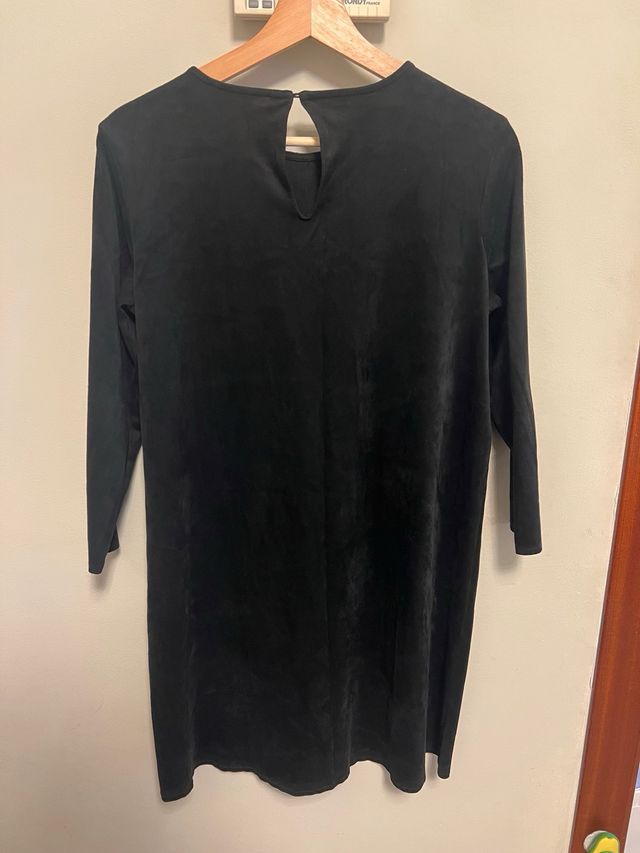 Vestido negro manga larga mujer