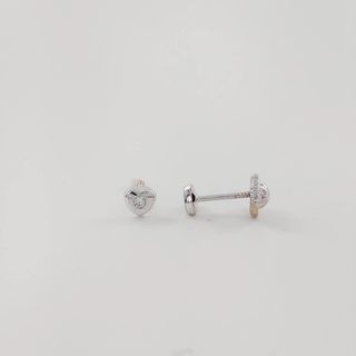 Pendientes Oro 18K Blanco Corazón Diamante