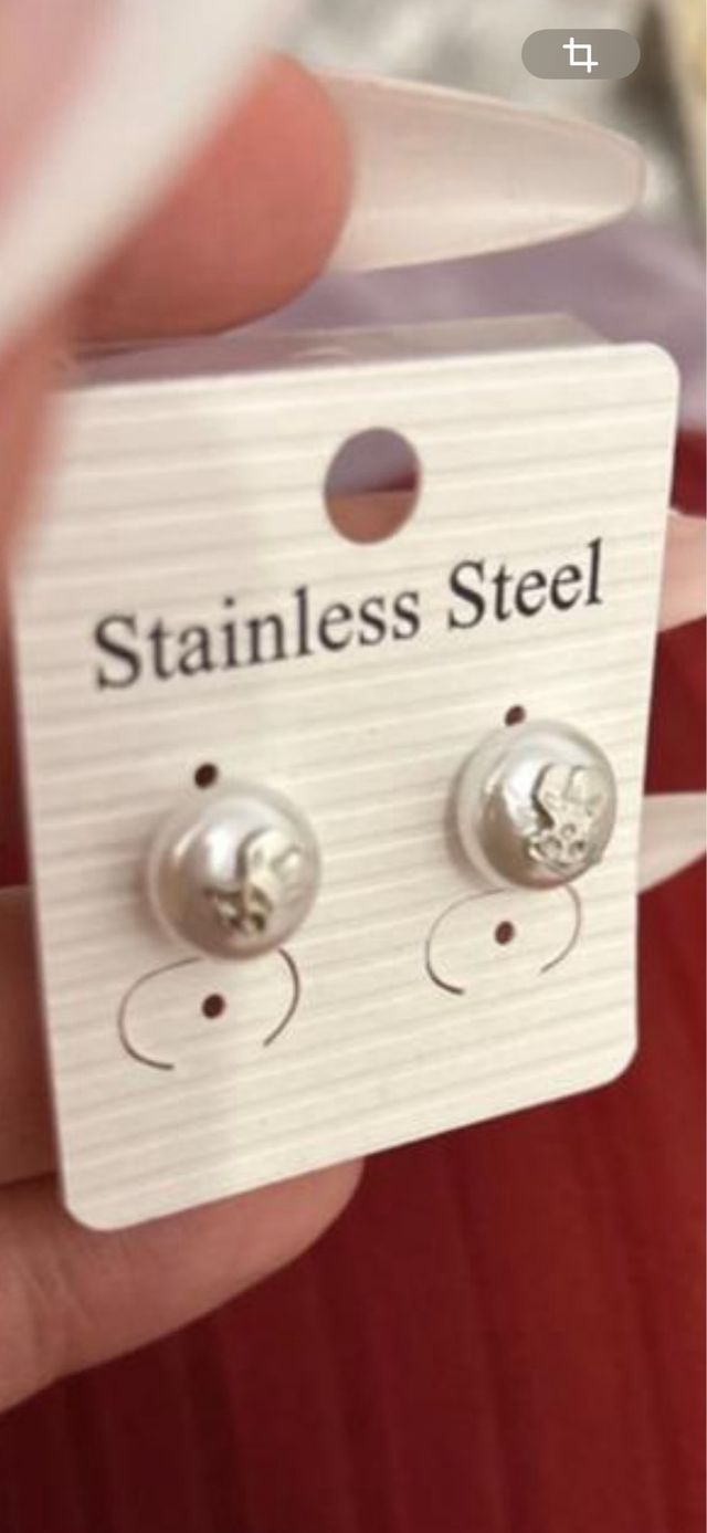 Pendientes perla con oso dorado y plateado