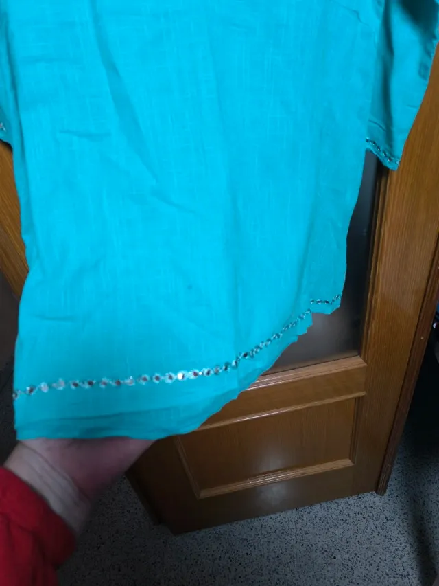 Blusa Boho LA MANO Algodón Talla Única Turquesa