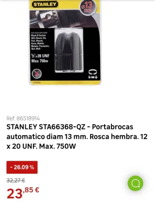 Portabrocas Stanley STA66368-QZ 13mm