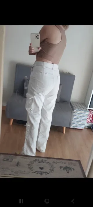 Pantalón Cargo Blanco Stradivarius Talla 36