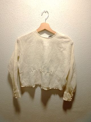 Blusa lana Massimo Dutti crema