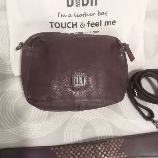 Bolso Biba Piel Tachuelas Dorado Morado