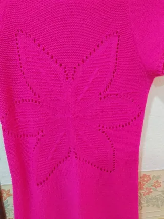 Jersey punto manga corta mariposa fucsia