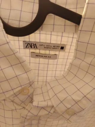 Camisa Zara Cuadros Talla L Regular Fit