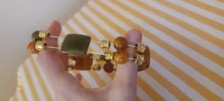 Bracciale vintage anni '80 marrone e verde