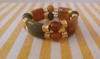 Bracciale vintage anni '80 marrone e verde