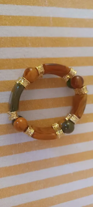 Bracciale vintage anni '80 marrone e verde