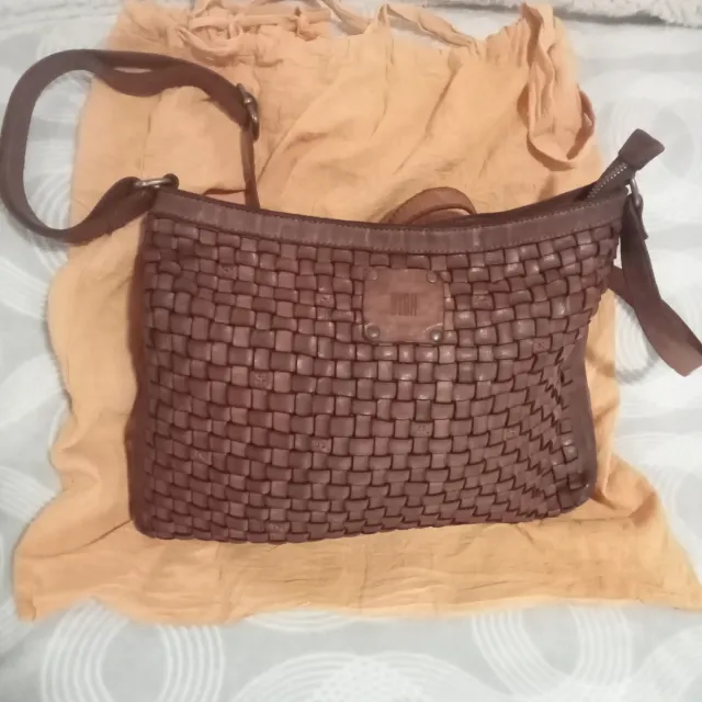 Bolso Piel Biba Trenzado Marrón