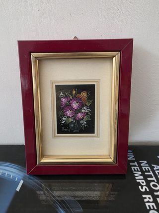 Cuadro floral pintado a mano vintage
