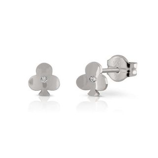 Pendientes Diamante Oro 18K Blanco Trébol