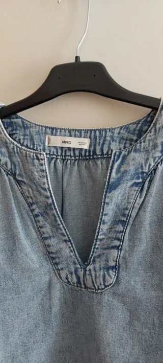 Blusa vaquera cuello mao oversize