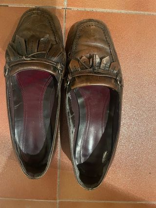 Zapatos planos marrones metalizados