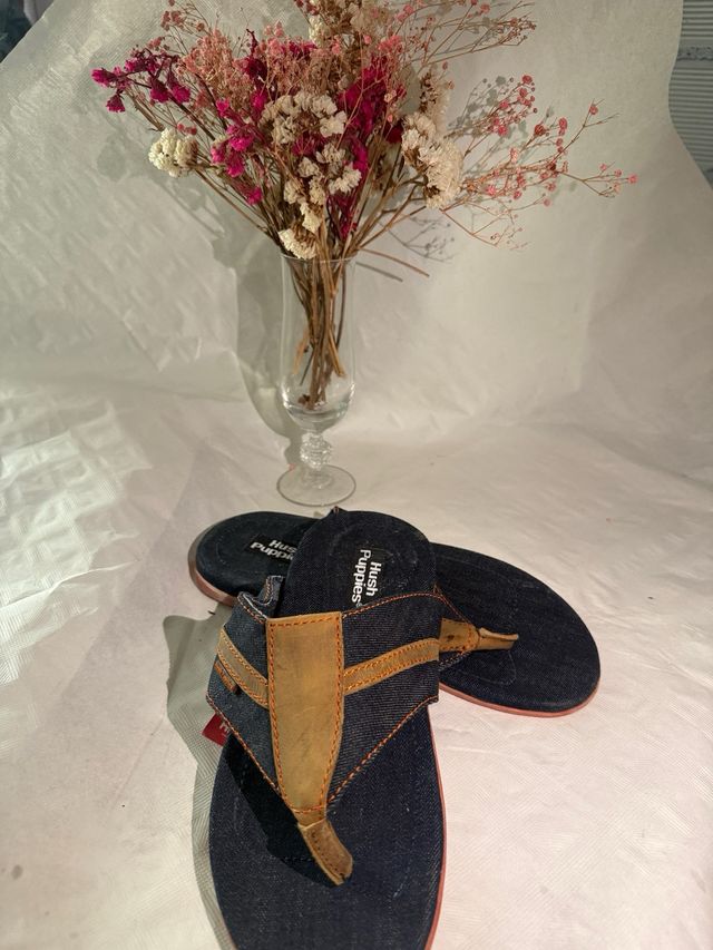 Hush Puppies Chanclas Vaqueras Beige y Azul