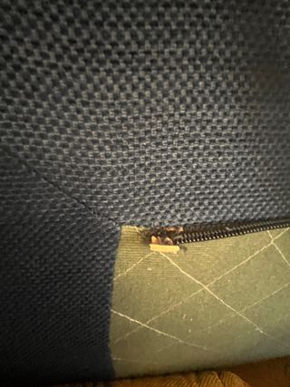 Sofá 3 plazas tela amarillo y azul