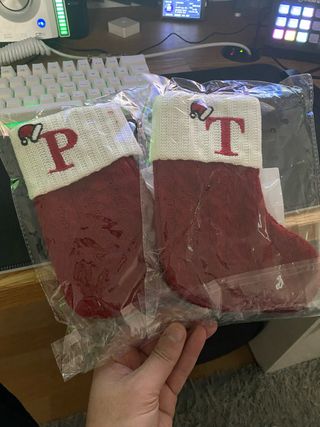 Meias de Natal com Letras P e T