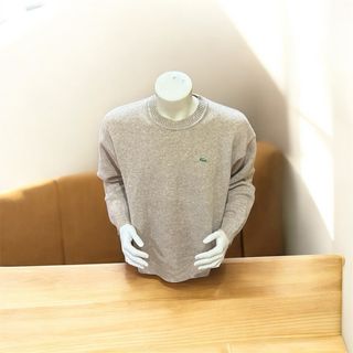 Jersey Lacoste Lana Virgen Bordado Marrón Claro