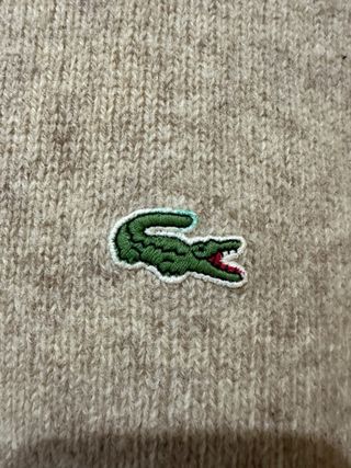 Jersey Lacoste Lana Virgen Bordado Marrón Claro