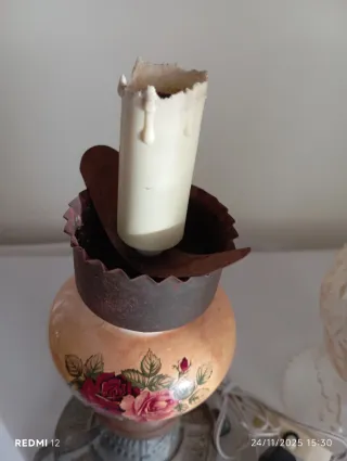 Coppia Lampade Vintage Anni '60 Disegno Floreale