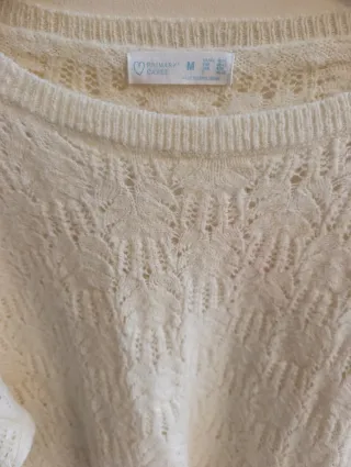 Jersey de punto calado beige talla M