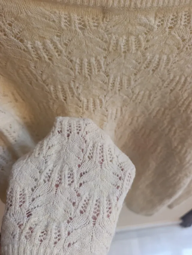 Jersey de punto calado beige talla M