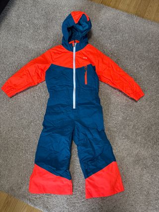 Mono de esquí naranja y azul talla 4 años 98-104cm