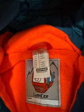 Mono de esquí naranja y azul talla 4 años 98-104cm