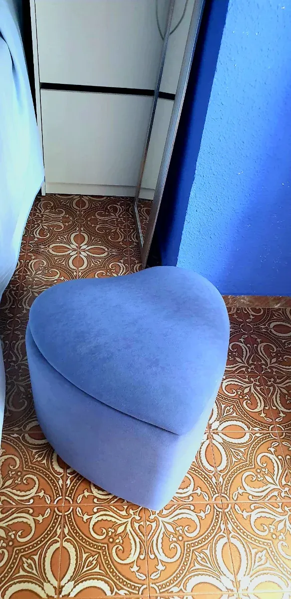 Puff Baúl Corazón Azul