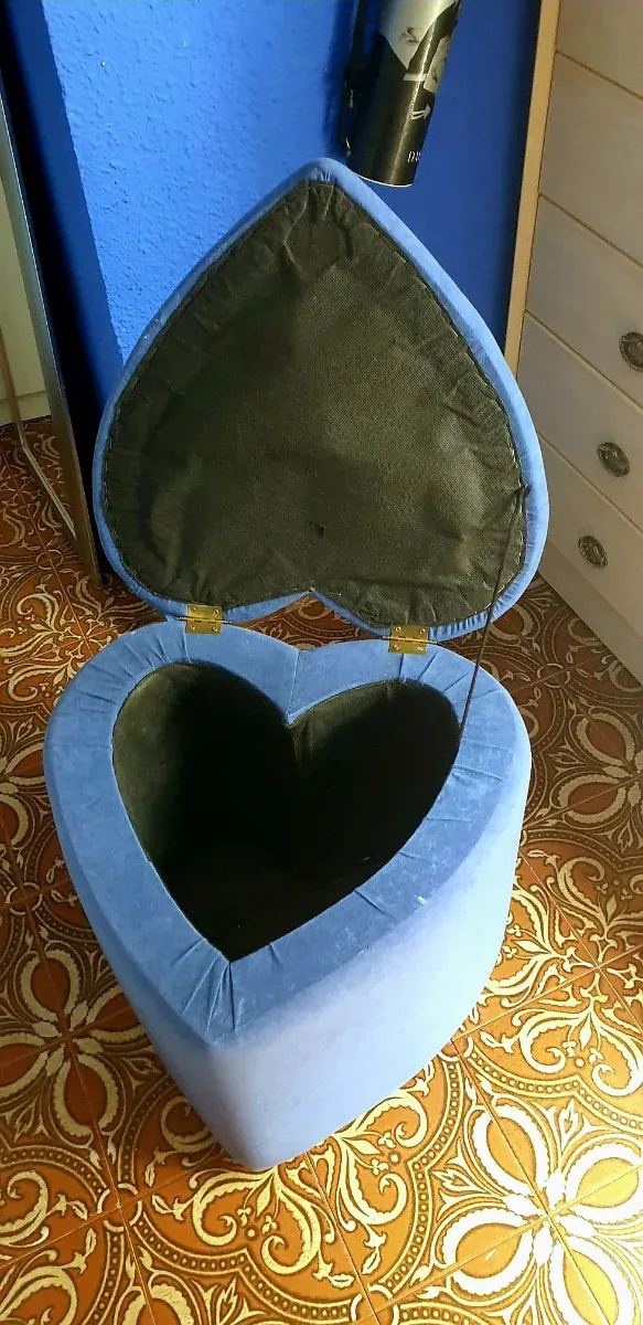 Puff Baúl Corazón Azul