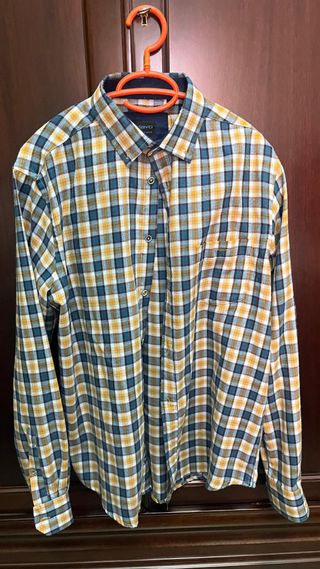 Camisa de franela cuadros azul y amarillo