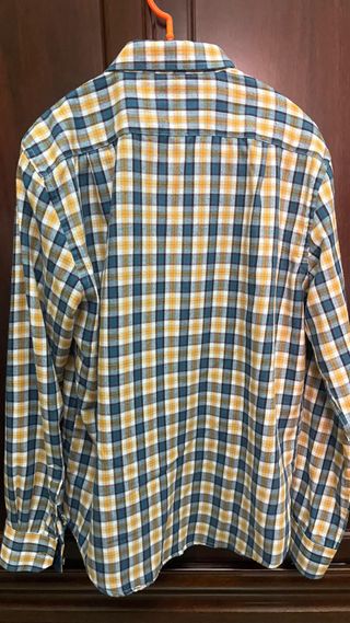 Camisa de franela cuadros azul y amarillo
