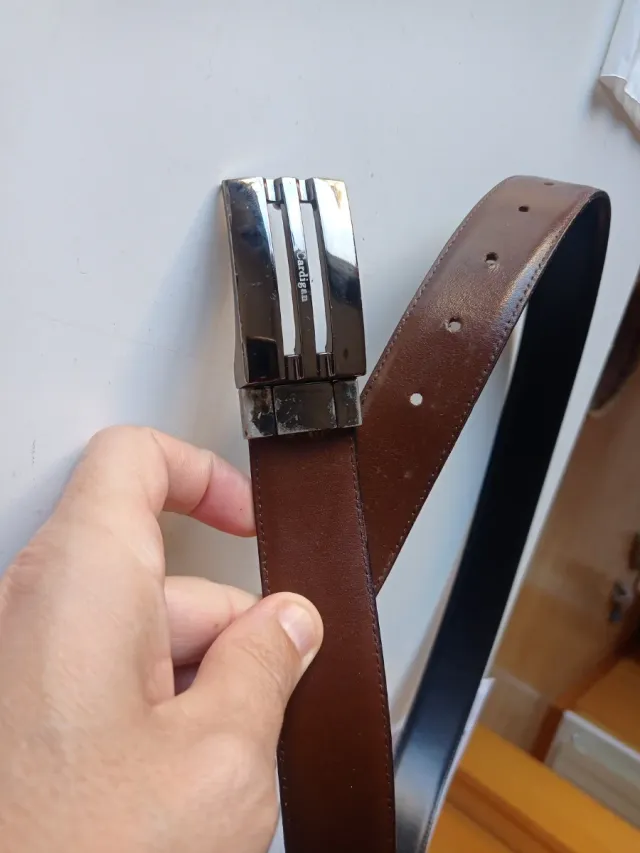 Cinturón Cardigan Negro Marrón reversible Hebilla